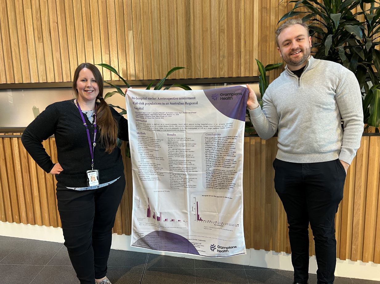 Grampians Health’s Victorian Stroke Telemedicine (VST) site-coordinator Casey Hair and Former Grampians Health Junior Medical Doctor Matthew Heard.